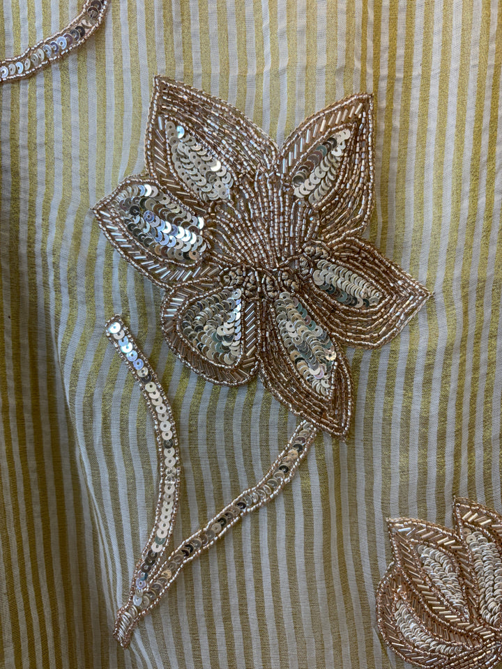 Ivory Tissue Golden Stripes Suit