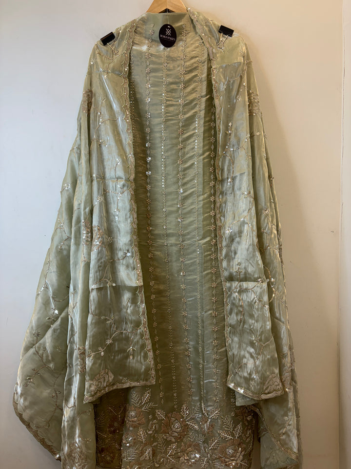 Amairah – Glass Organza Suit with All-Over Handwork