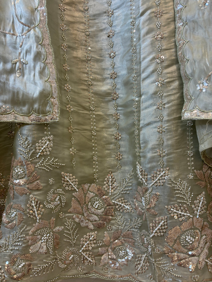 Amairah – Glass Organza Suit with All-Over Handwork