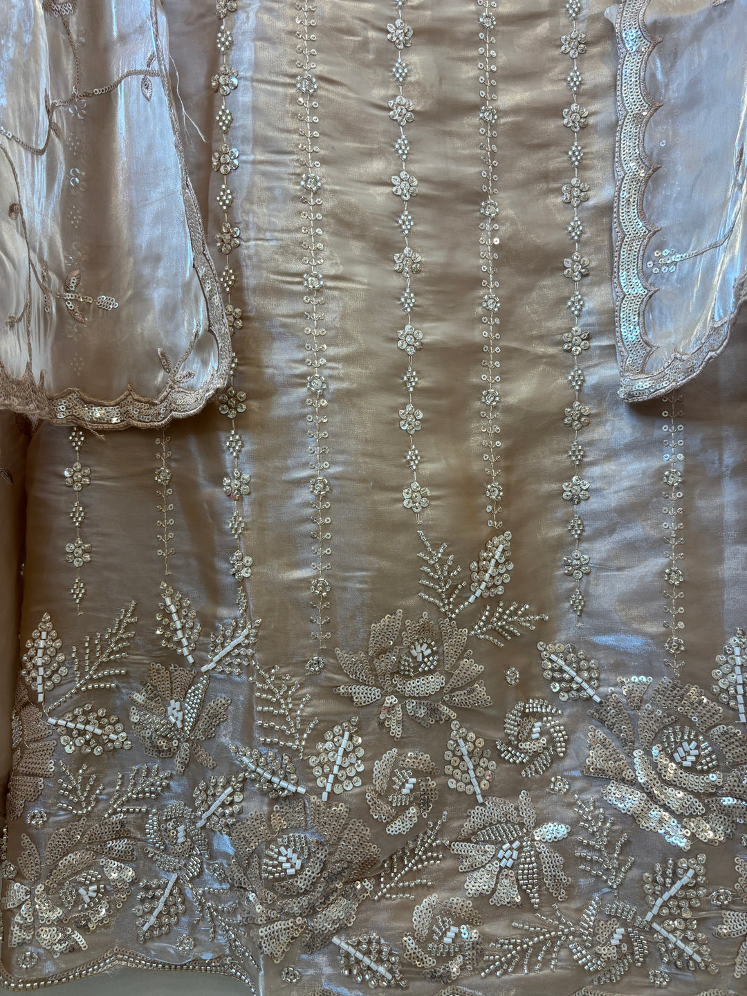 Amairah – Glass Organza Suit with All-Over Handwork