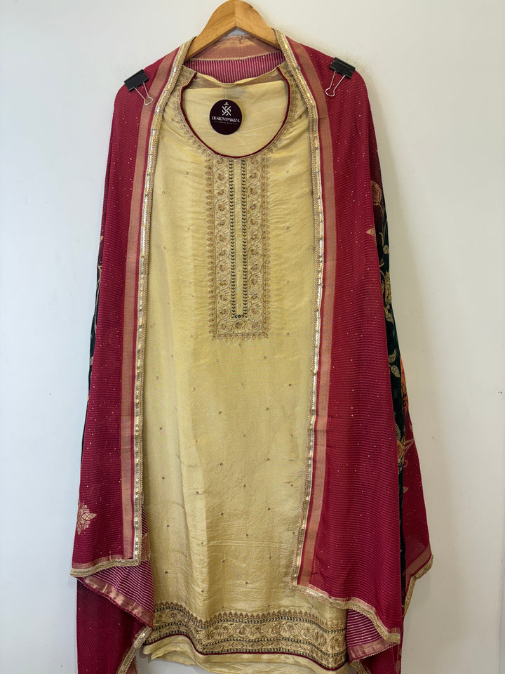 Amara – Tissue &amp; Organza Embroidered Suit