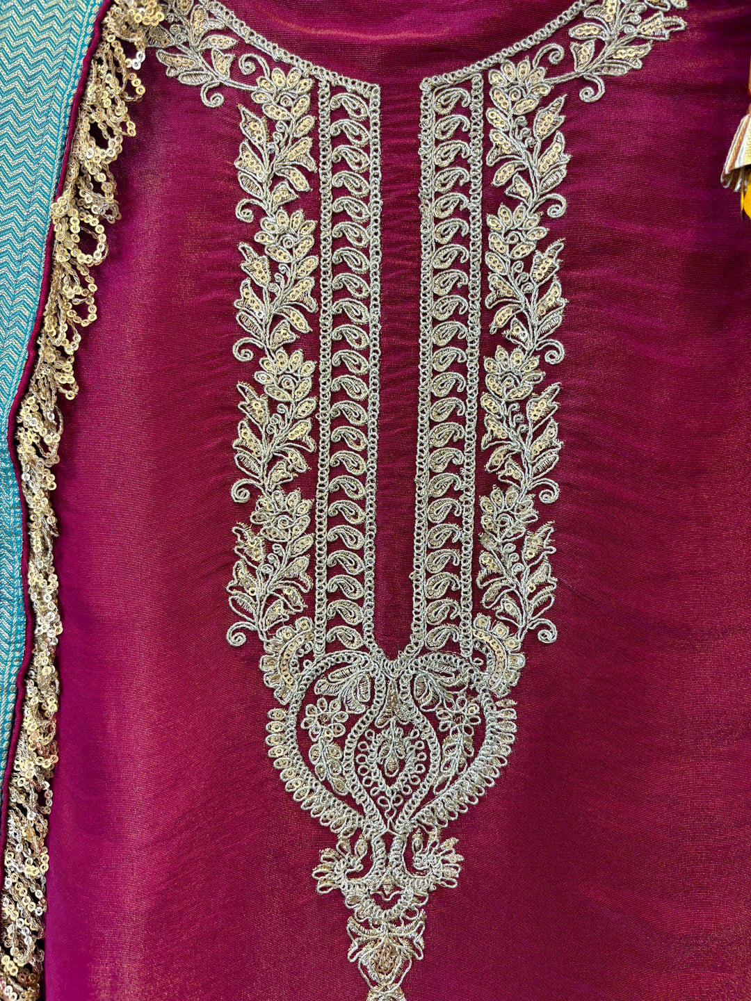 Zenya – Shimmer Tissue Suit with Banarasi Dupatta