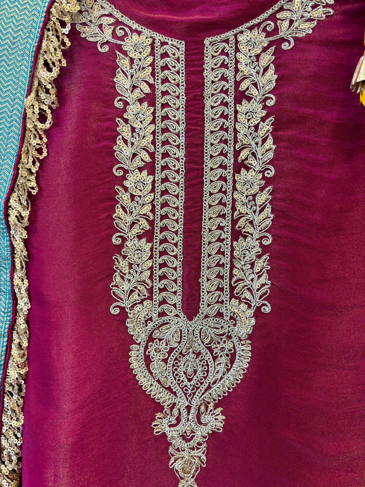 Zenya – Shimmer Tissue Suit with Banarasi Dupatta