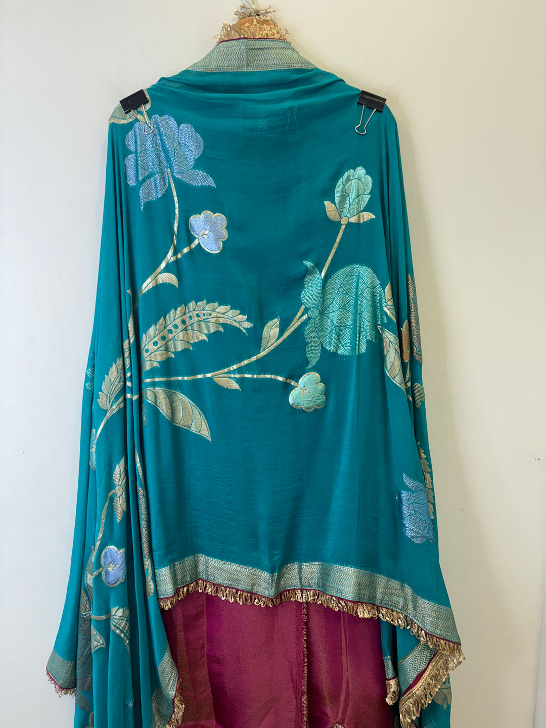 Zenya – Shimmer Tissue Suit with Banarasi Dupatta