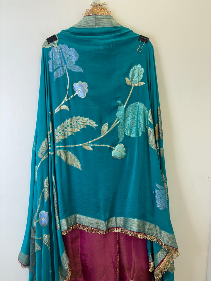Zenya – Shimmer Tissue Suit with Banarasi Dupatta
