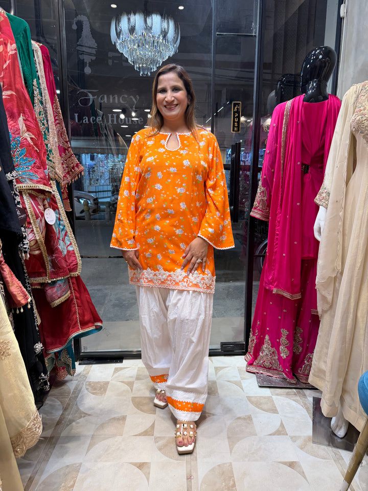 Aafiya – Orange Cotton Printed Co-Ord Set