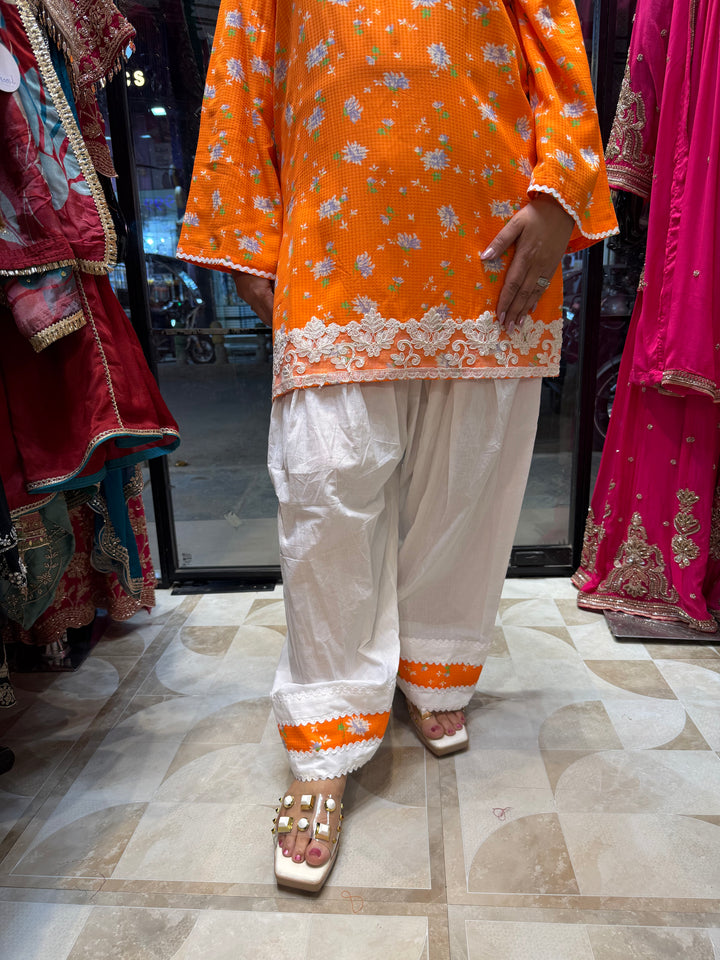 Aafiya – Orange Cotton Printed Co-Ord Set