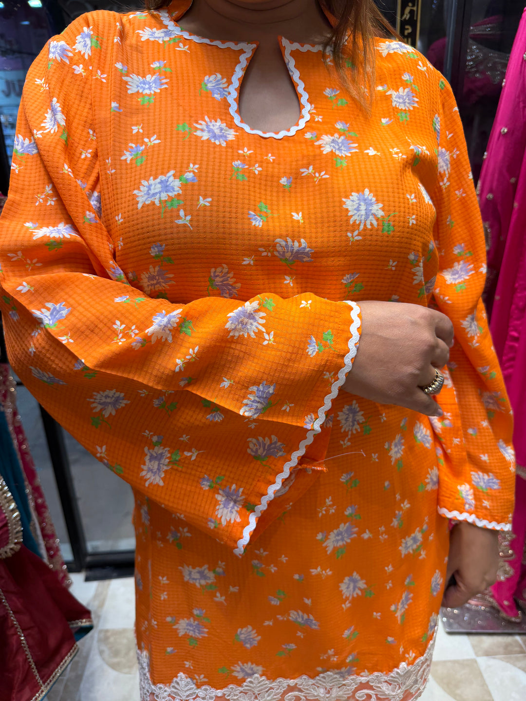 Aafiya – Orange Cotton Printed Co-Ord Set