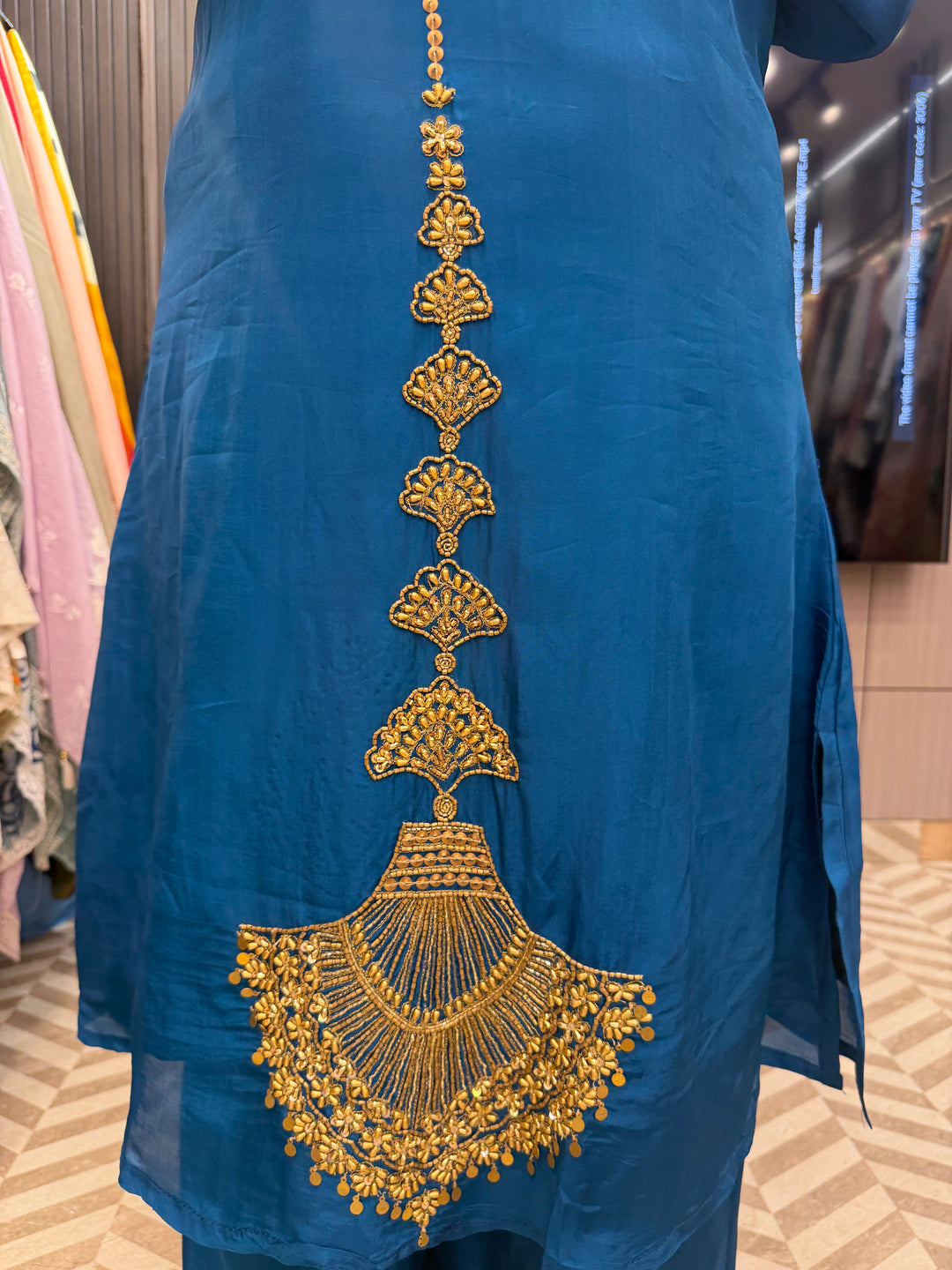 Elara – Blue Silk Gold Handwork Embellished Suit
