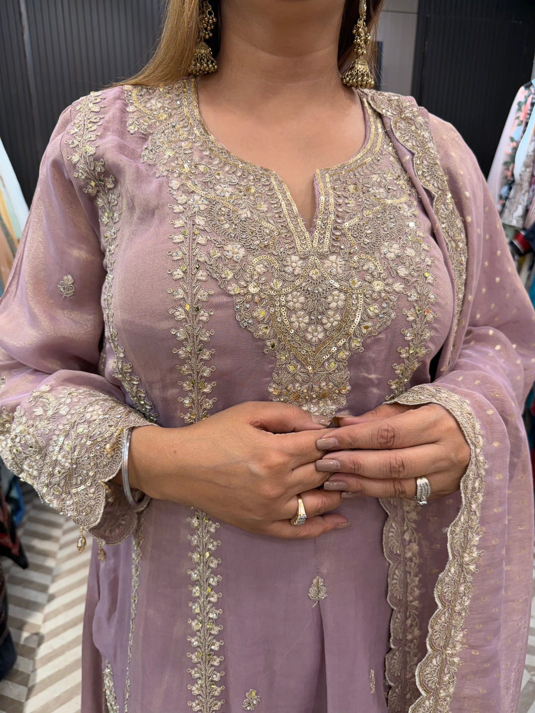 Zohra – Tissue Embroidered Short Anarkali Farshi Suit DBPJ902