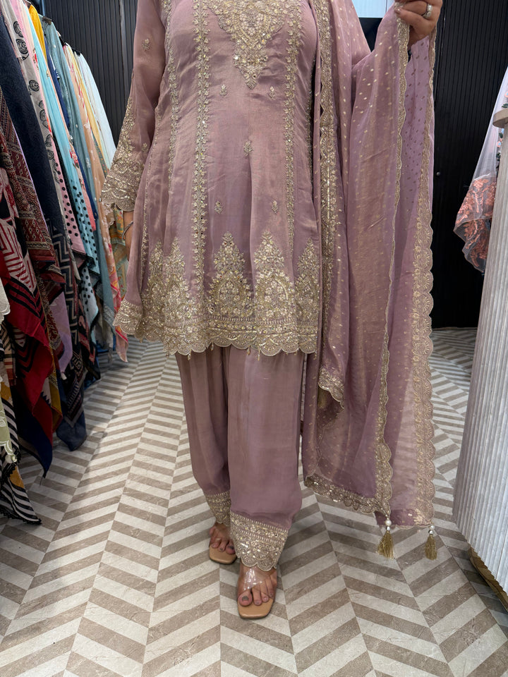 Zohra – Tissue Embroidered Short Anarkali Farshi Suit DBPJ902