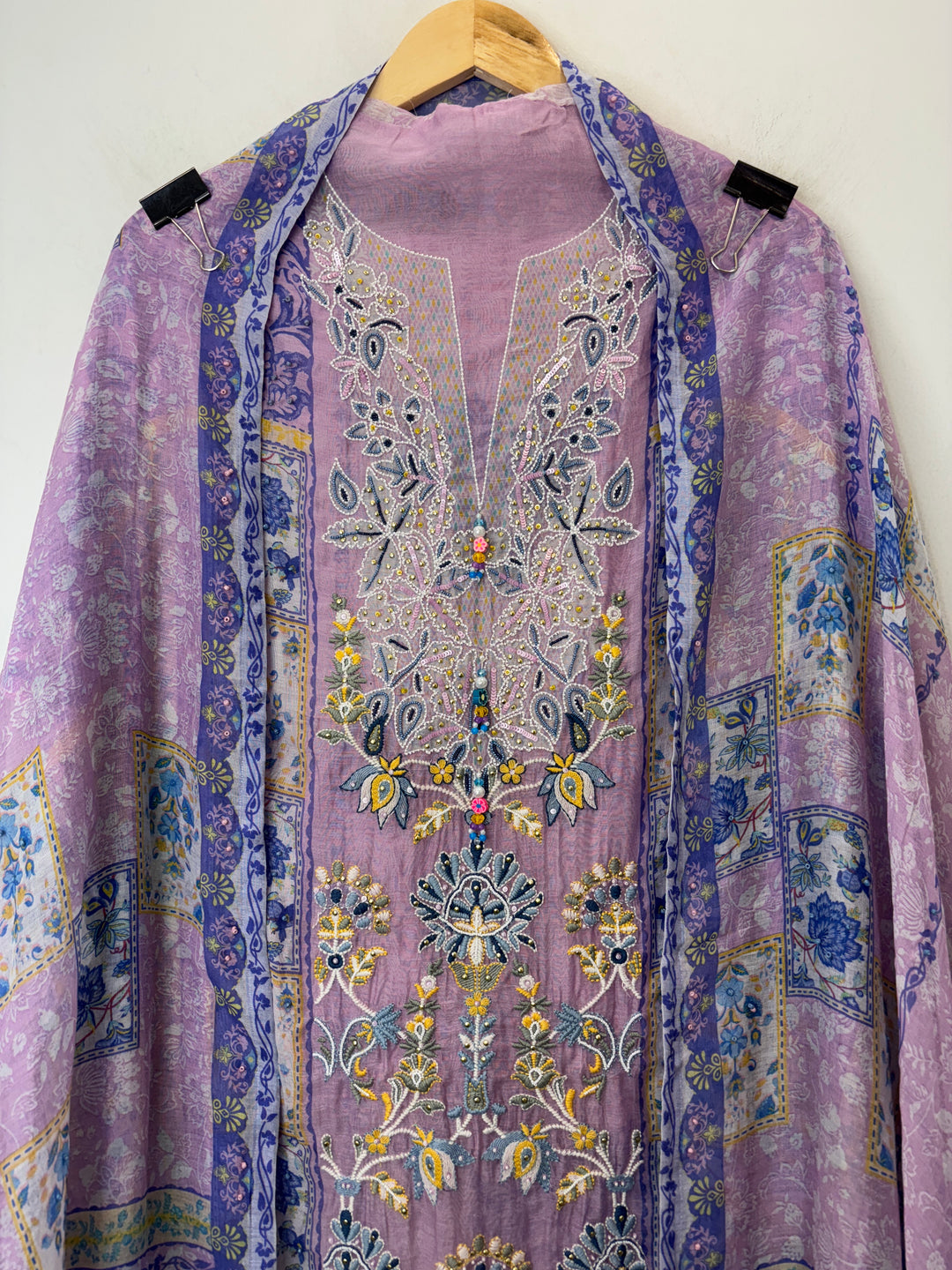 Mehar – Mul Cotton Beaded Print Suit
