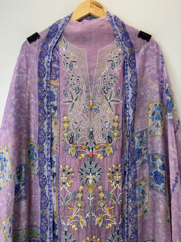 Mehar – Mul Cotton Beaded Print Suit