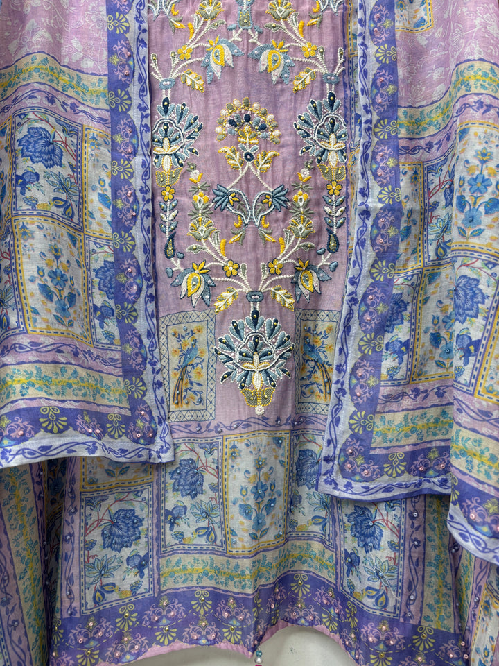 Mehar – Mul Cotton Beaded Print Suit