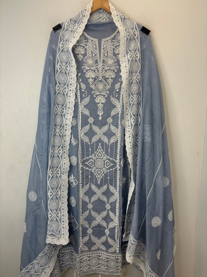 Avelia – Grey Mul Cotton A-Line Handwork Suit