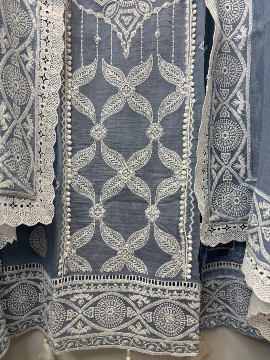 Avelia – Grey Mul Cotton A-Line Handwork Suit