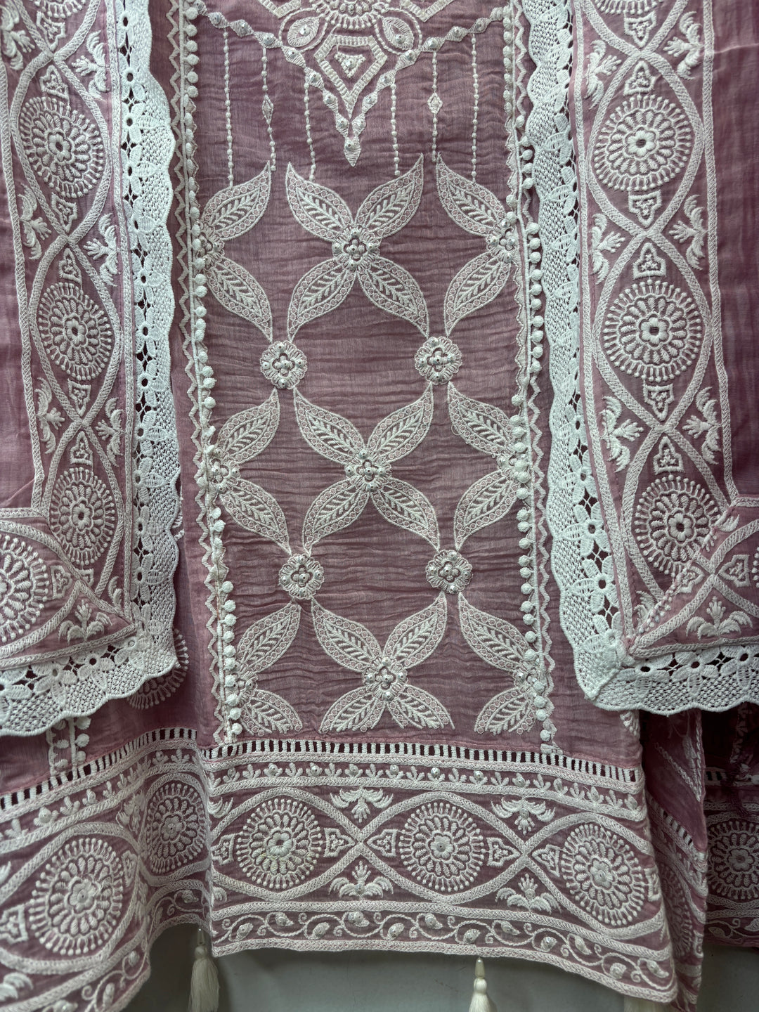 Avelia – Pink Mul Cotton A-Line Handwork Suit