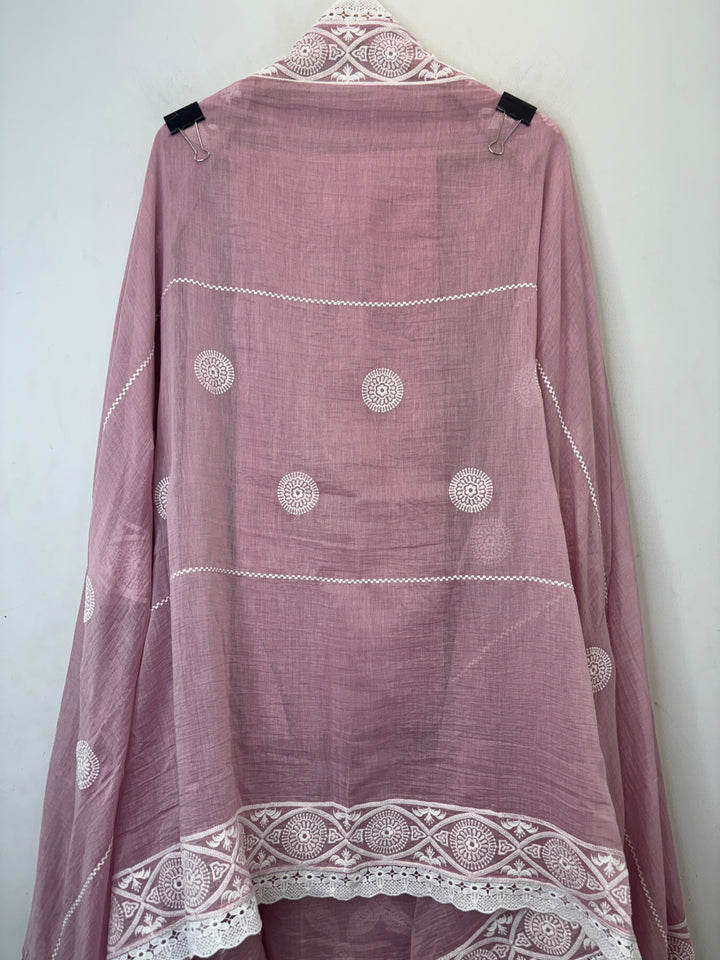 Avelia – Pink Mul Cotton A-Line Handwork Suit