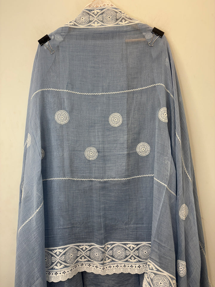 Avelia – Grey Mul Cotton A-Line Handwork Suit