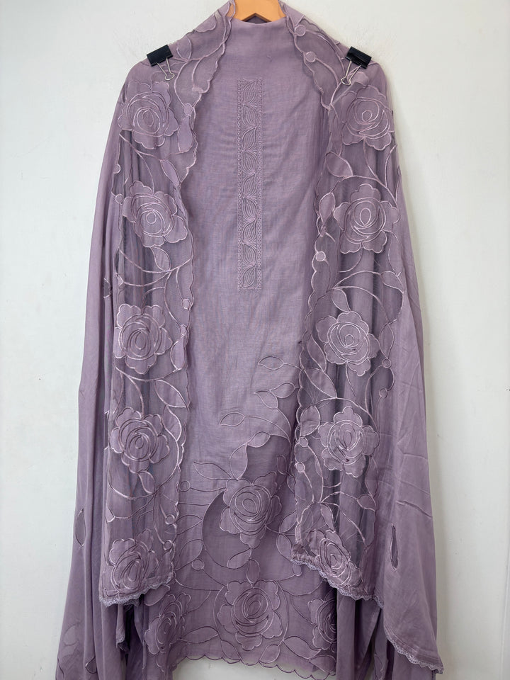 Aplina – Purple Mul Cotton Appliqué Suit