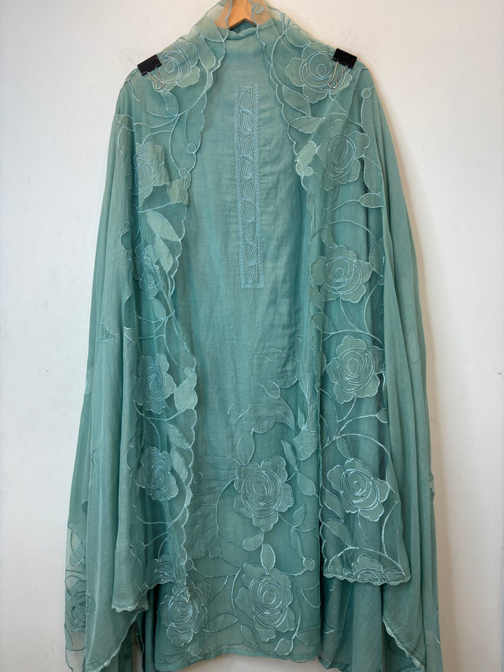 Aplina – Green Mul Cotton Appliqué Suit