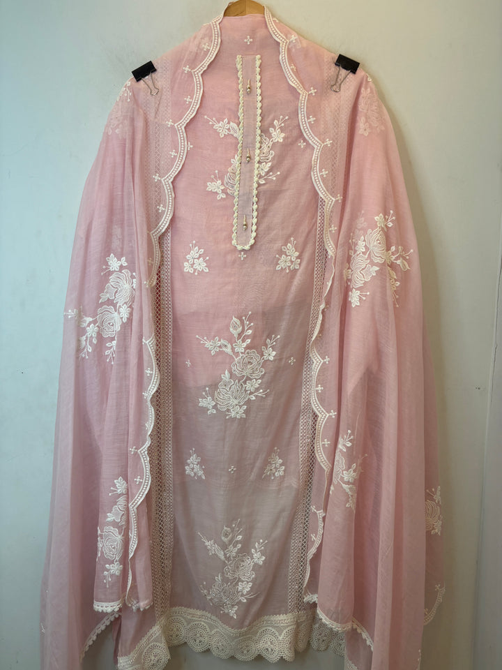 Floresta – Pink Mul Cotton Cutwork Suit