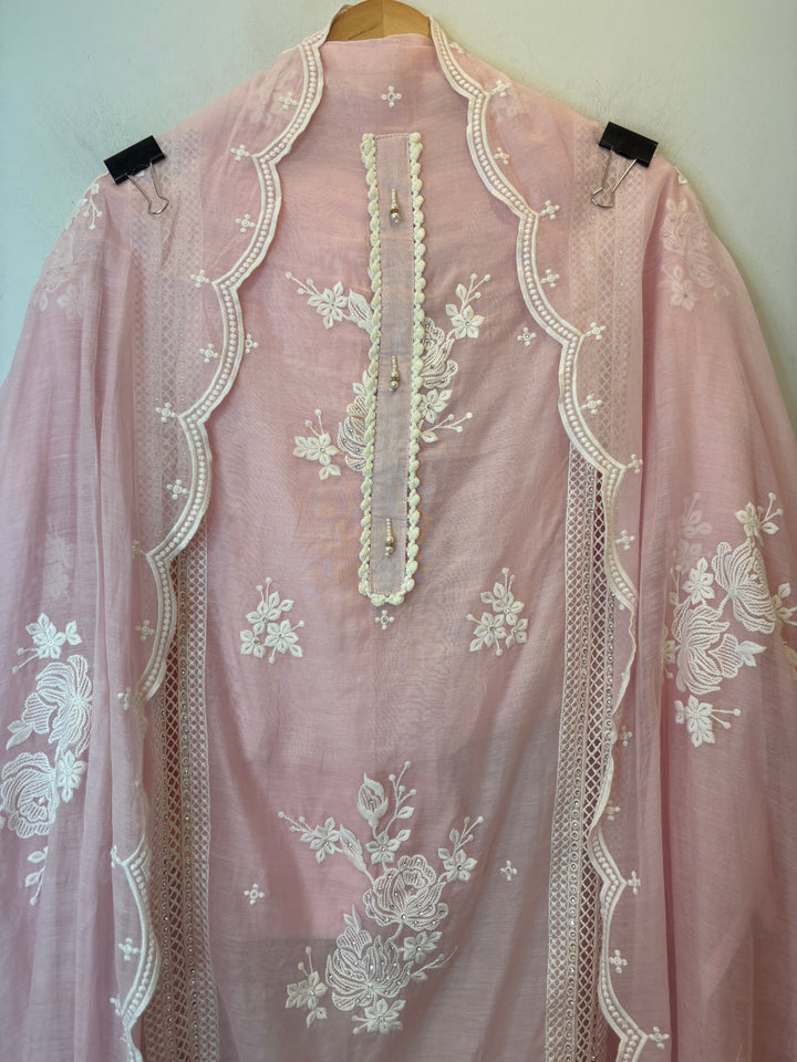 Floresta – Pink Mul Cotton Cutwork Suit