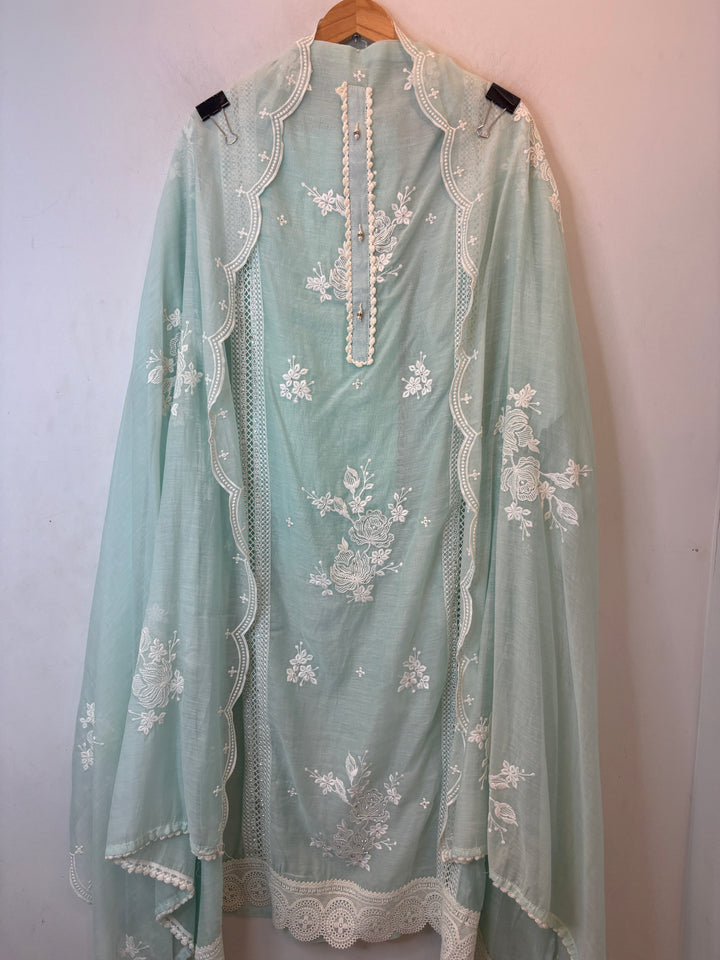 Floresta – Green Mul Cotton Cutwork Suit