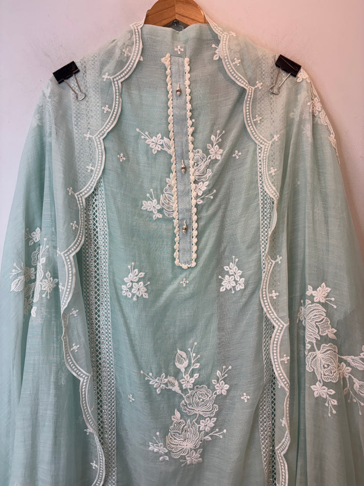 Floresta – Green Mul Cotton Cutwork Suit