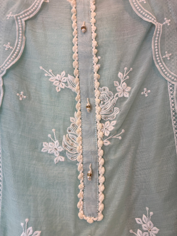 Floresta – Green Mul Cotton Cutwork Suit