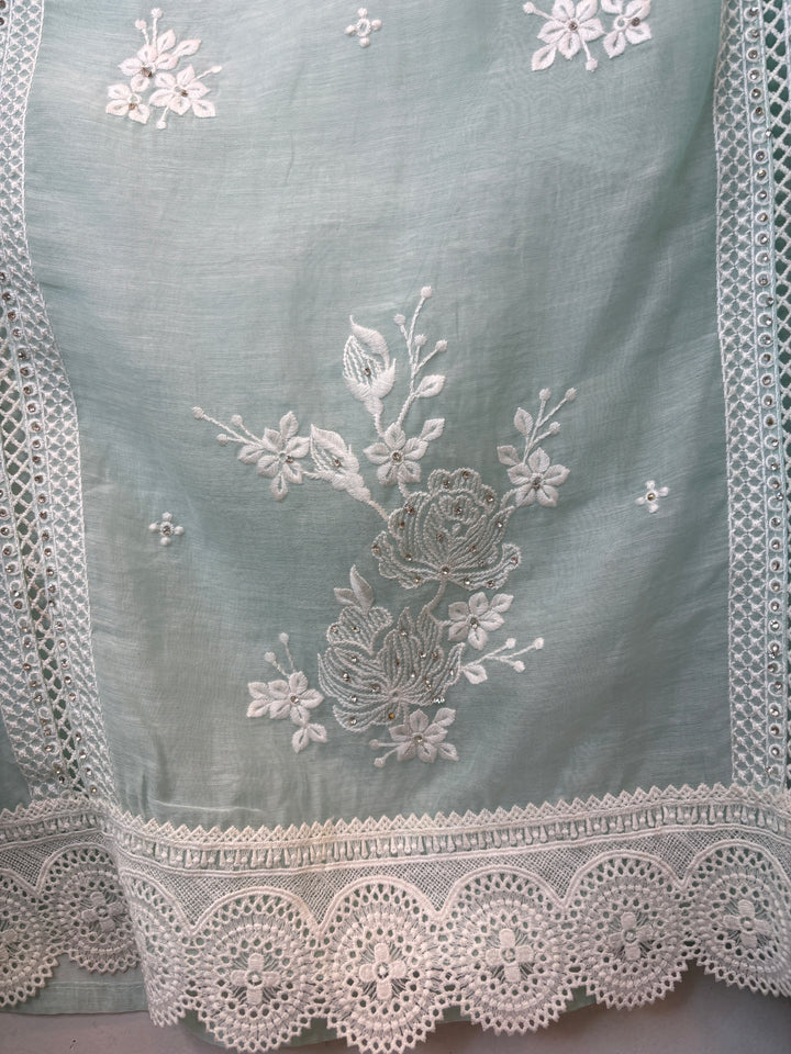 Floresta – Green Mul Cotton Cutwork Suit