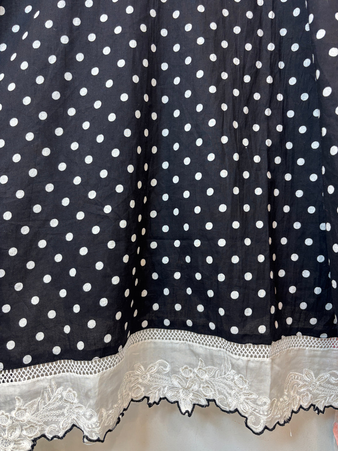 Polina – Black Cotton Polka Embroidered Suit