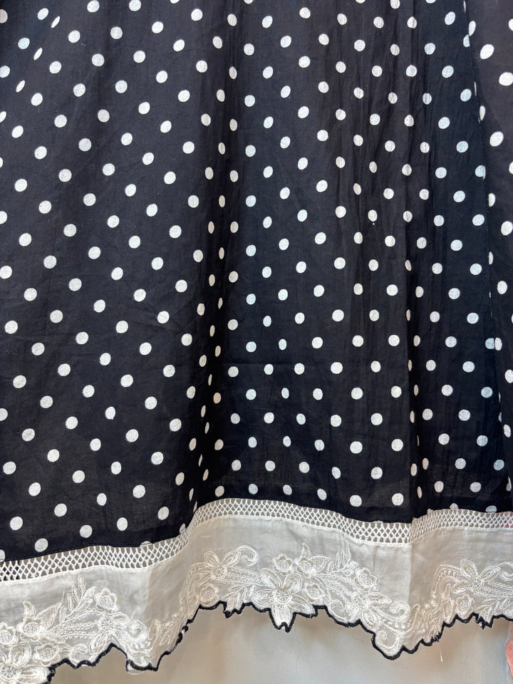 Polina – Black Cotton Polka Embroidered Suit