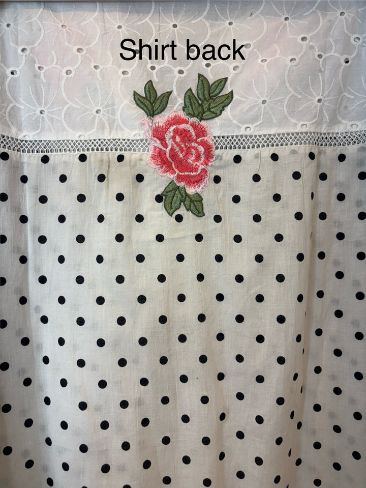 Polina – White Cotton Polka Embroidered Suit