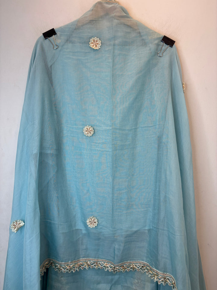Florisse – Blue Mul Cotton 3D Pearl Suit