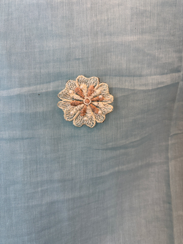 Florisse – Blue Mul Cotton 3D Pearl Suit