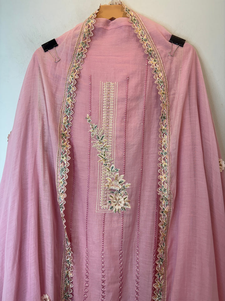 Florisse – Pink Mul Cotton 3D Pearl Suit
