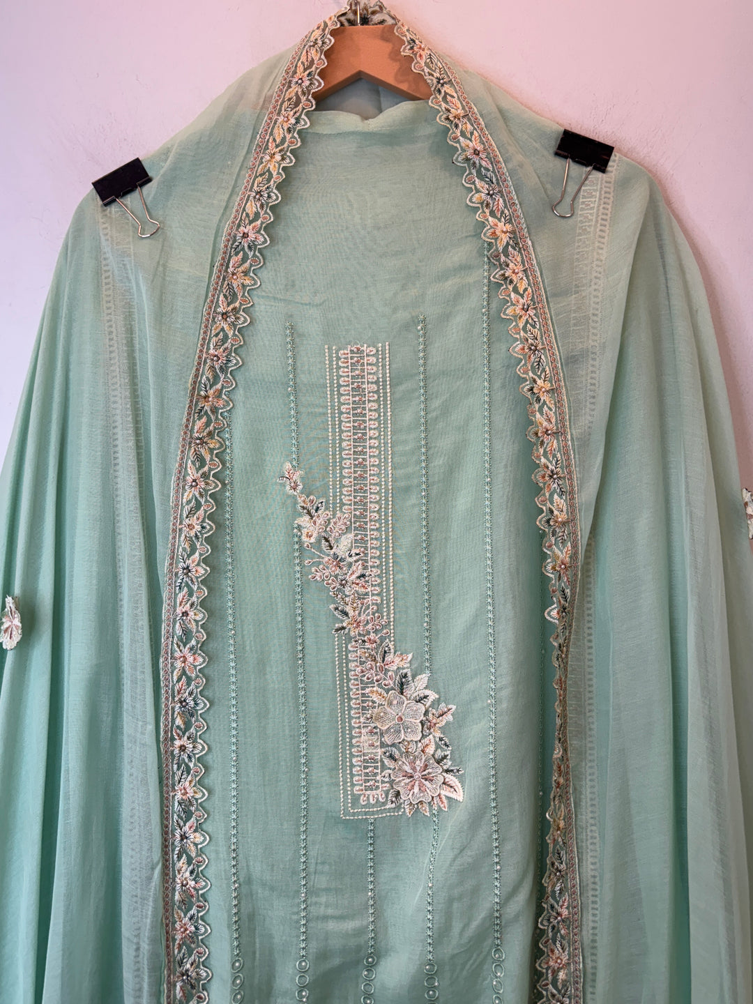 Florisse – Green Mul Cotton 3D Pearl Suit