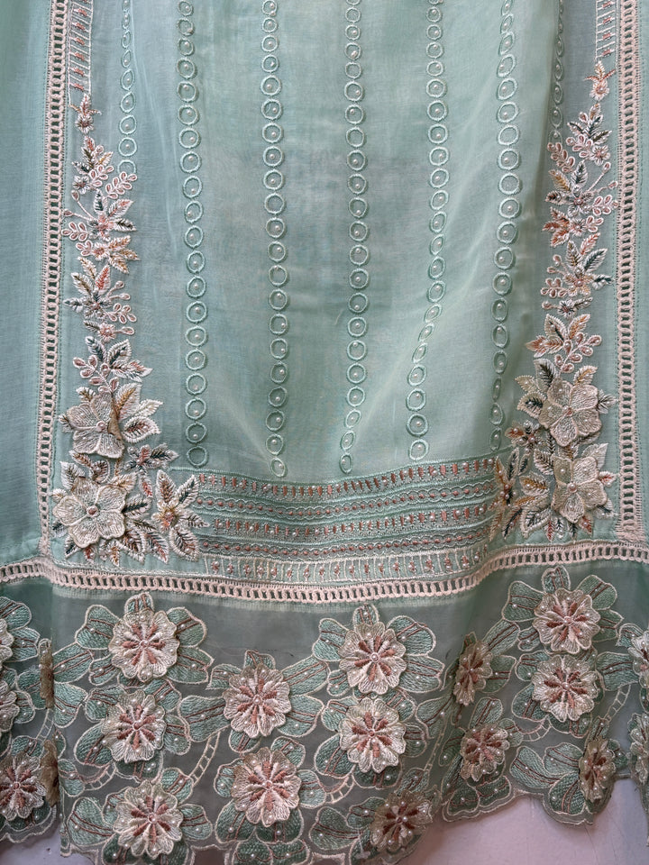 Florisse – Green Mul Cotton 3D Pearl Suit