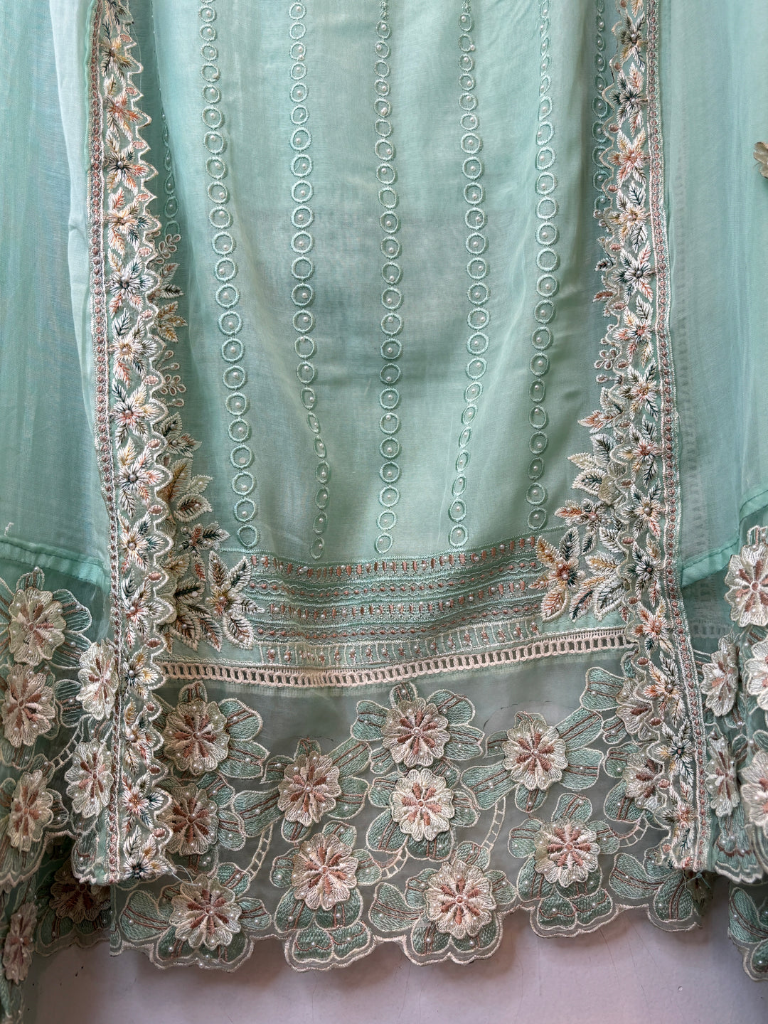 Florisse – Green Mul Cotton 3D Pearl Suit