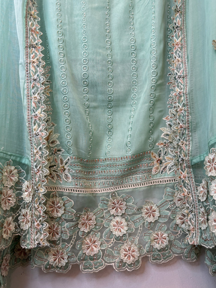 Florisse – Green Mul Cotton 3D Pearl Suit