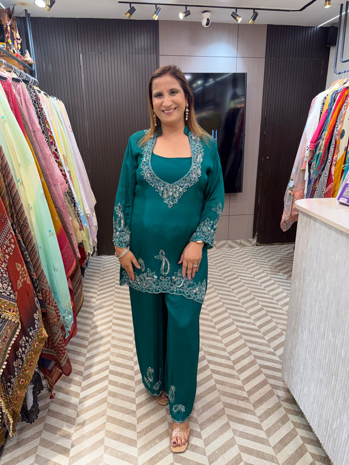 Noor – Sage Green Chinon Cut Dana Sequin 3-Piece Ensemble