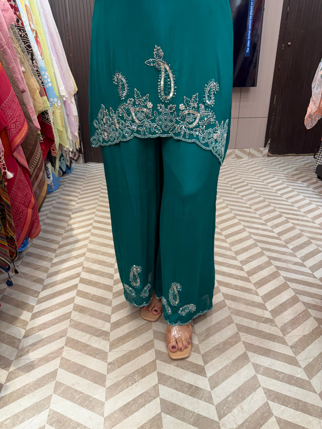 Noor – Sage Green Chinon Cut Dana Sequin 3-Piece Ensemble