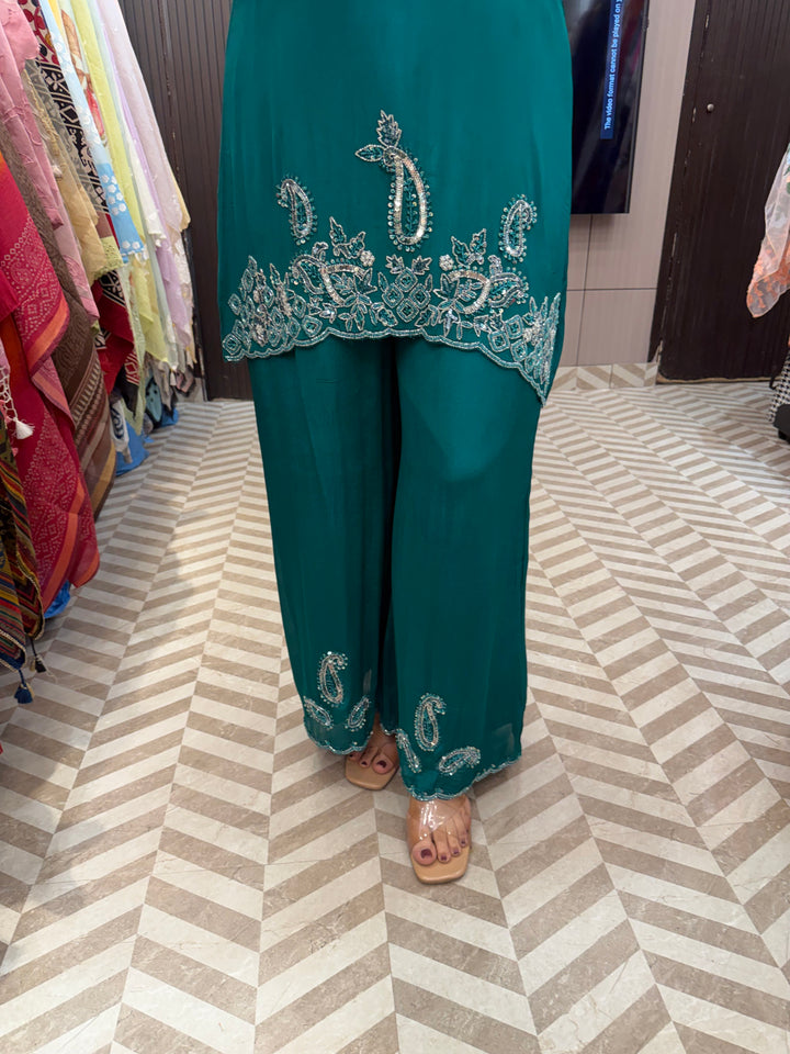 Noor – Sage Green Chinon Cut Dana Sequin 3-Piece Ensemble