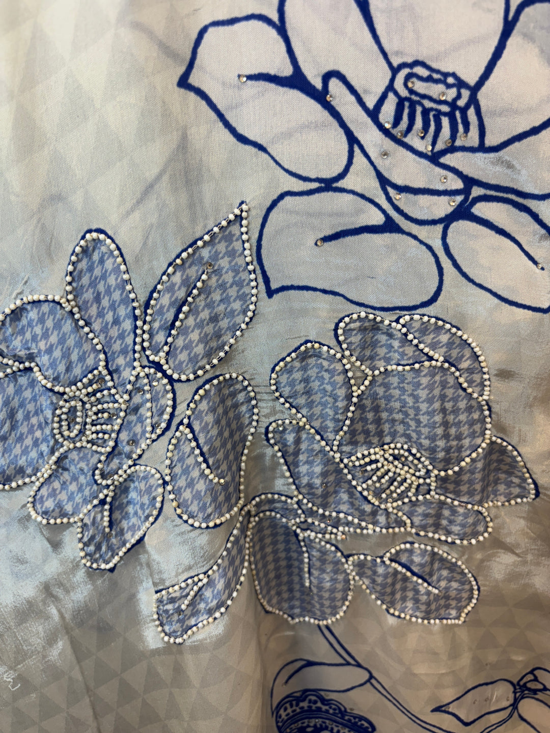 Zariellea – Blue Silk Organza Digital Tassel Suit