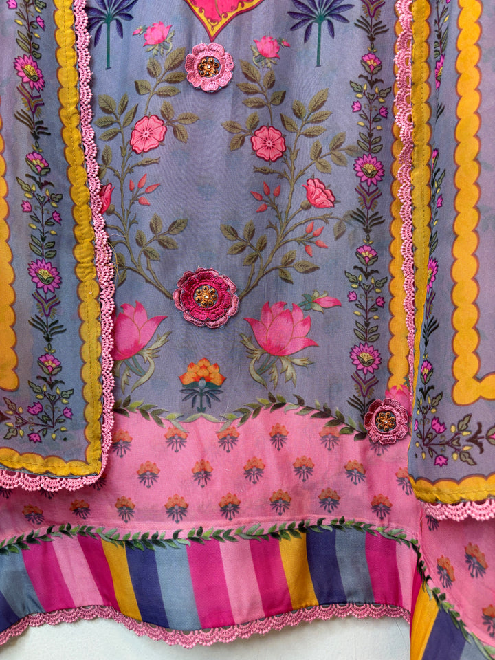 Floreza – Pink Organza 3D Floral Suit