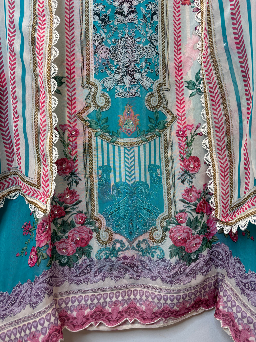Miraya – Blue Organza Digital Mirror Suit