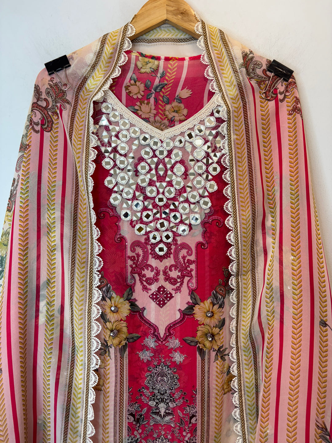 Miraya – Red Organza Digital Mirror Suit
