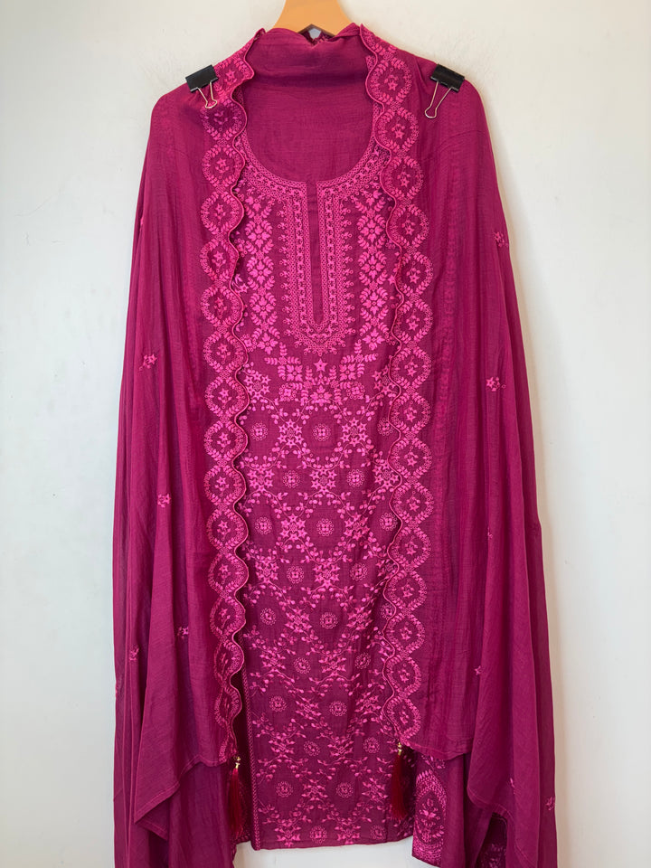 Zarvisha – Pink Mul Cotton Embroidered Cutwork Suit