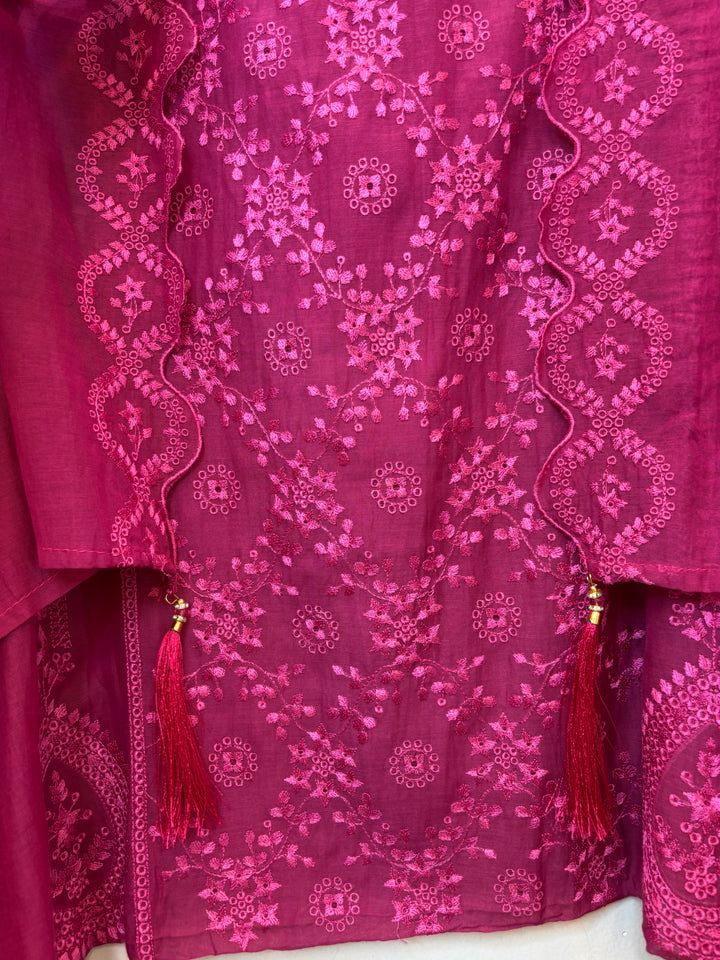 Zarvisha – Pink Mul Cotton Embroidered Cutwork Suit